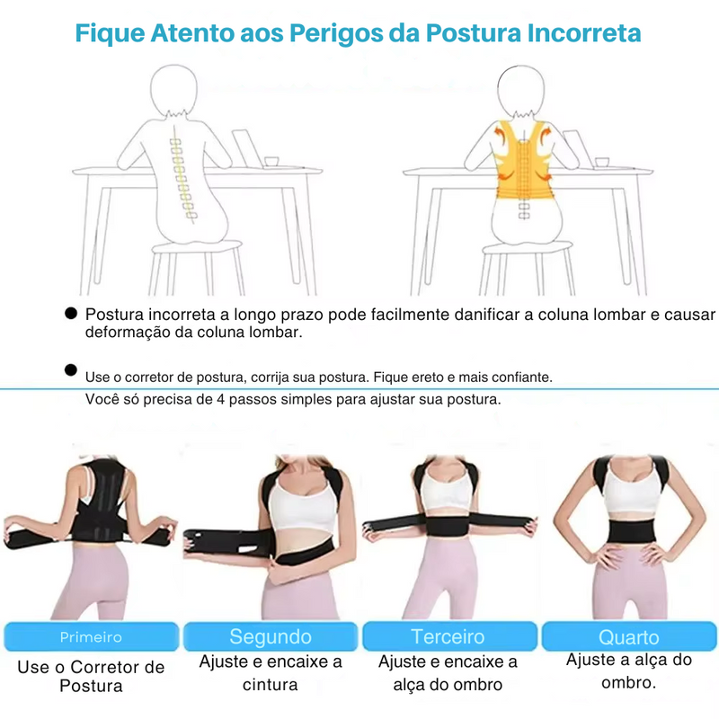 Corretor Postural para Costas e Apoiador da Lombar