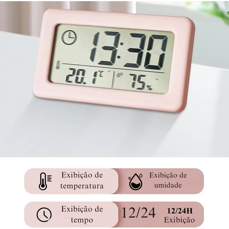 Relógio Digital Eletrônico Medidor de Temperatura e Umidade