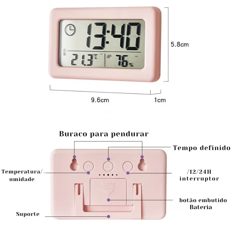 Relógio Digital Eletrônico Medidor de Temperatura e Umidade